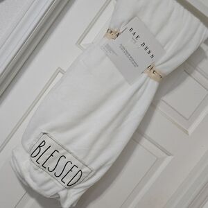 Rae Dunn White 'Blessed' Throw Blanket